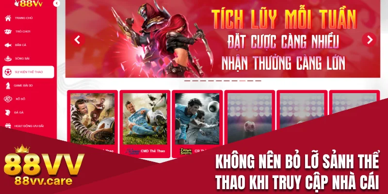 Giới Thiệu 88VV - Điểm Đến Cá Cược Xịn Không Nên Bỏ Lỡ 3 Không nên bỏ lỡ sảnh thể thao khi truy cập nhà cái